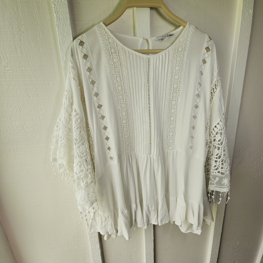 Elegant White Lace Blouse By LUMIE